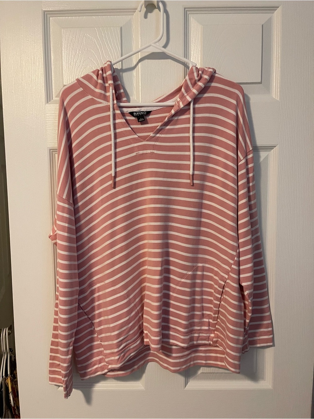 Women’s Buffalo David Bitton Pink & White Striped Hooded Pullover